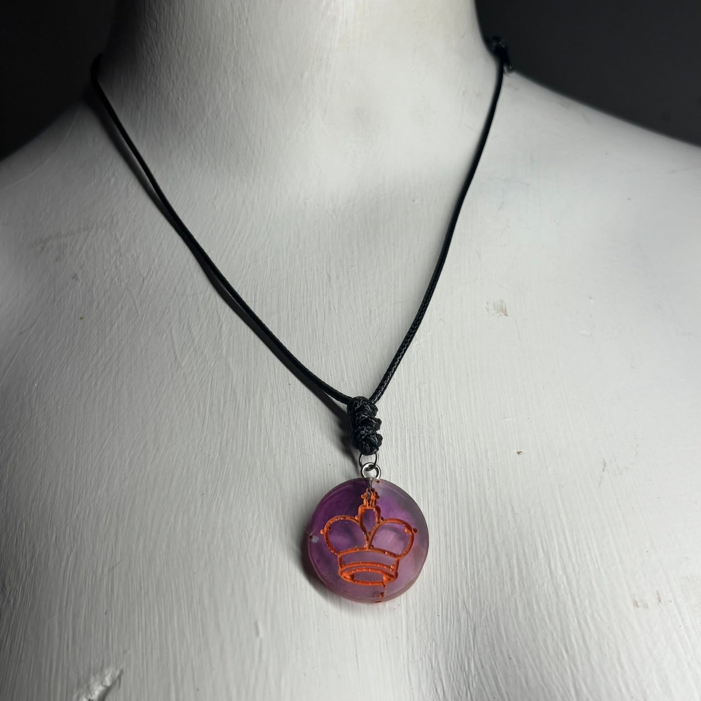 Purple King - Handmade Resin Chess Necklace