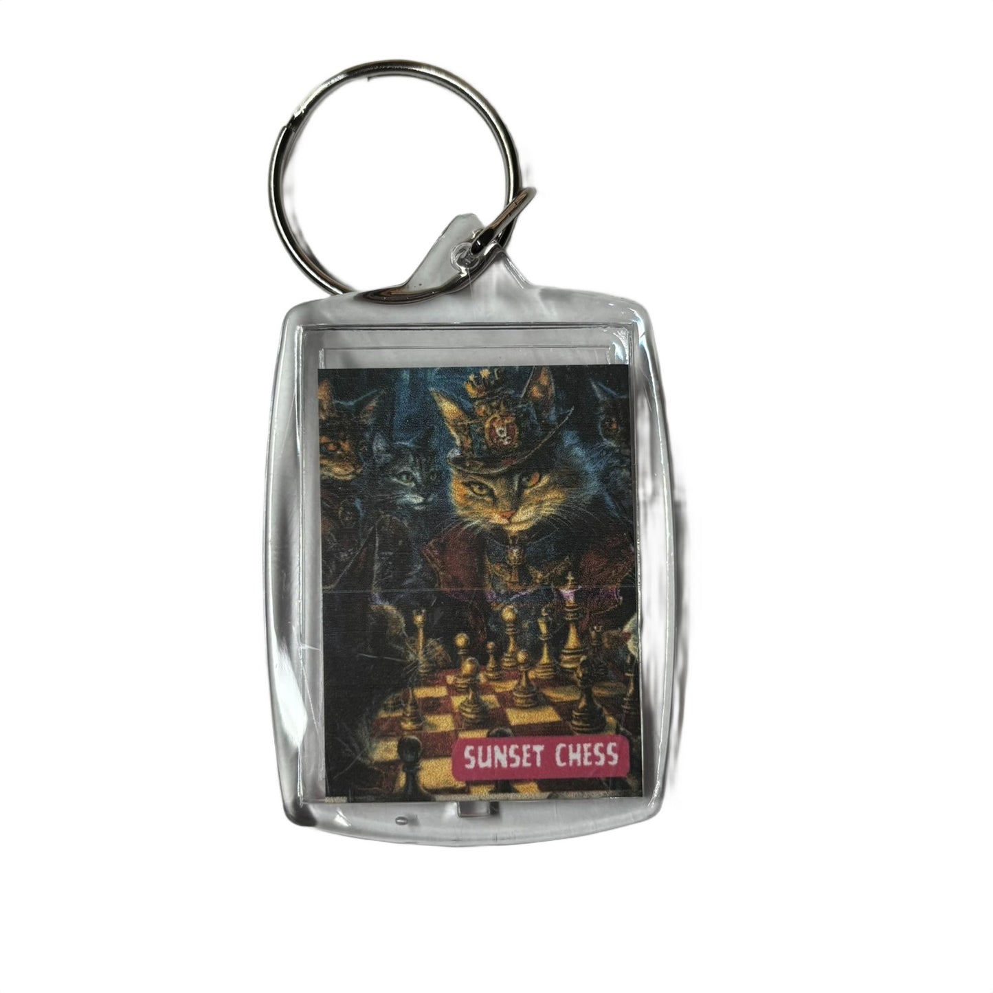 Handsome Cat - Sunset Chess Photo Keychain