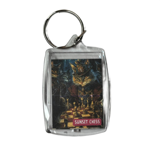 Handsome Cat - Sunset Chess Photo Keychain