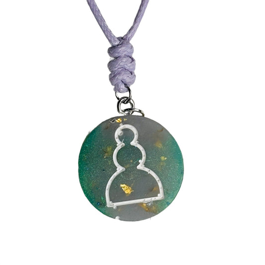 Crystal Green Pawn - Handmade Resin Chess Necklace