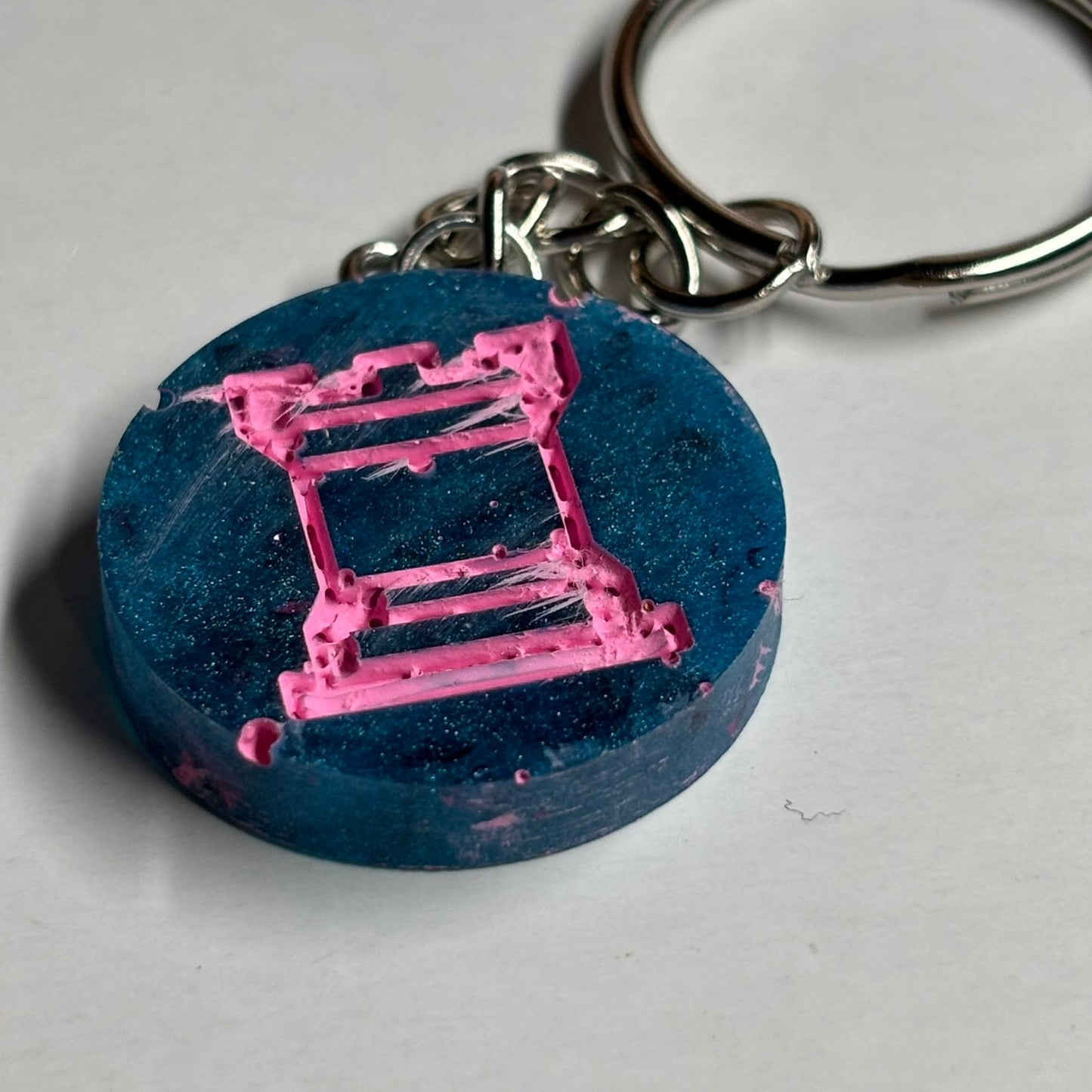 Blue Pink Rook - Handmade Resin Keychain