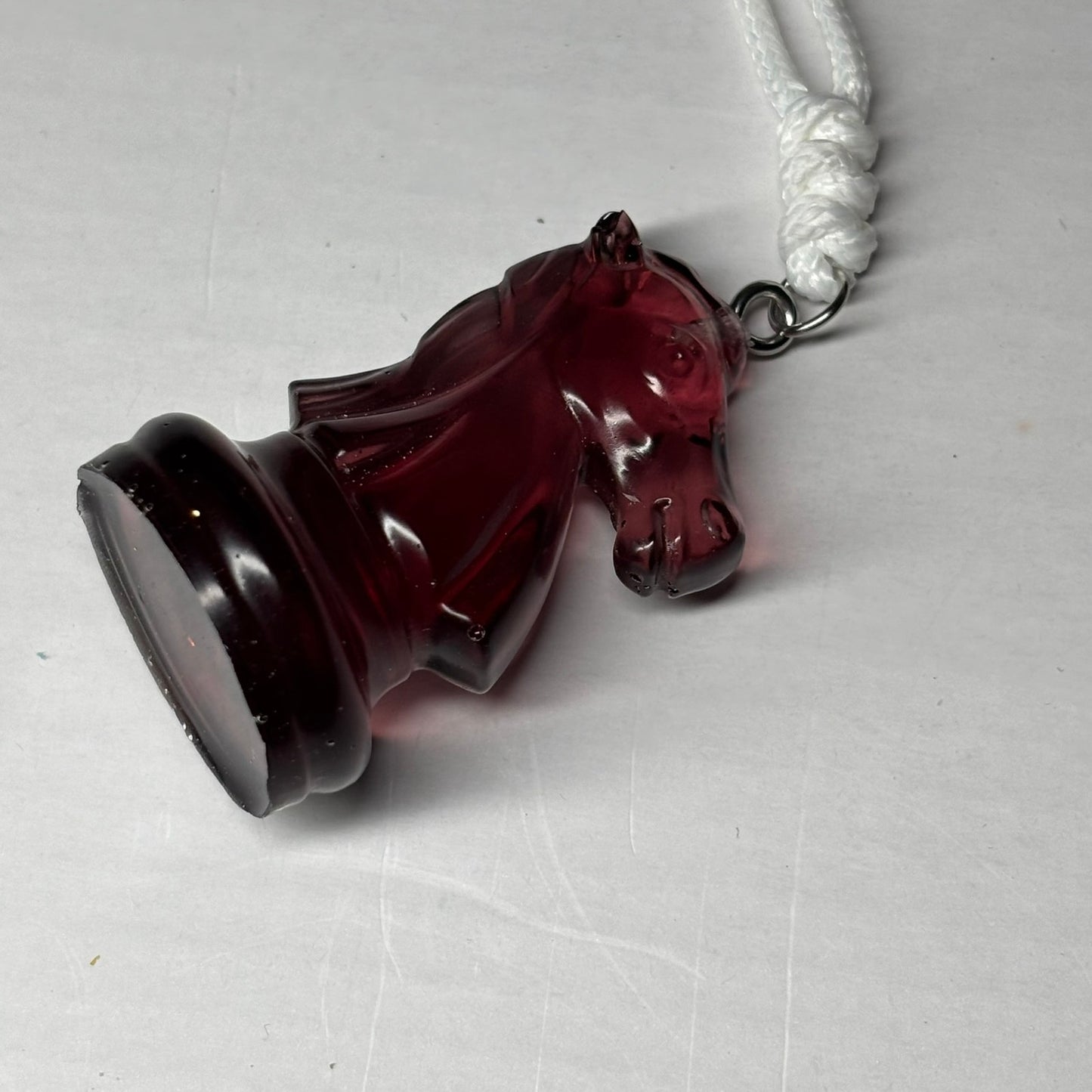 Violet Red Knight - Handmade Resin Chess Necklace