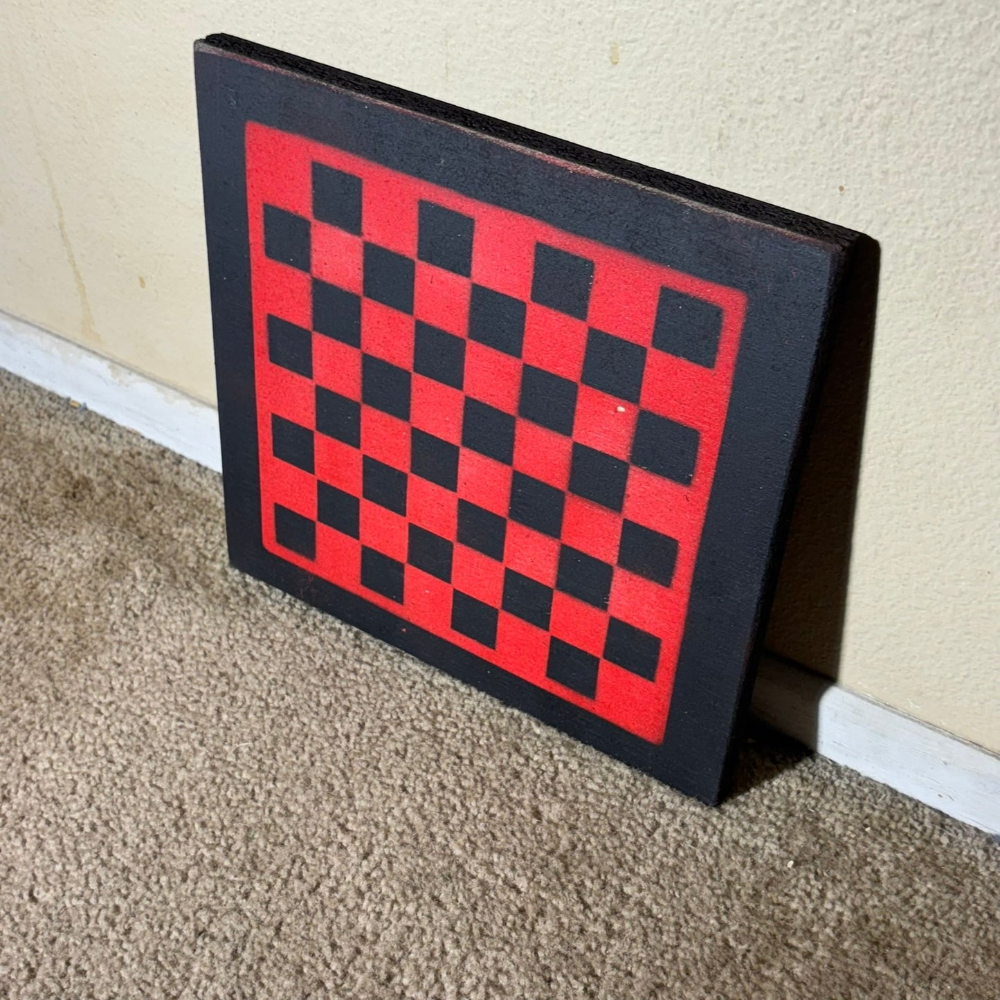 Red & Black - Painted Chess Board
