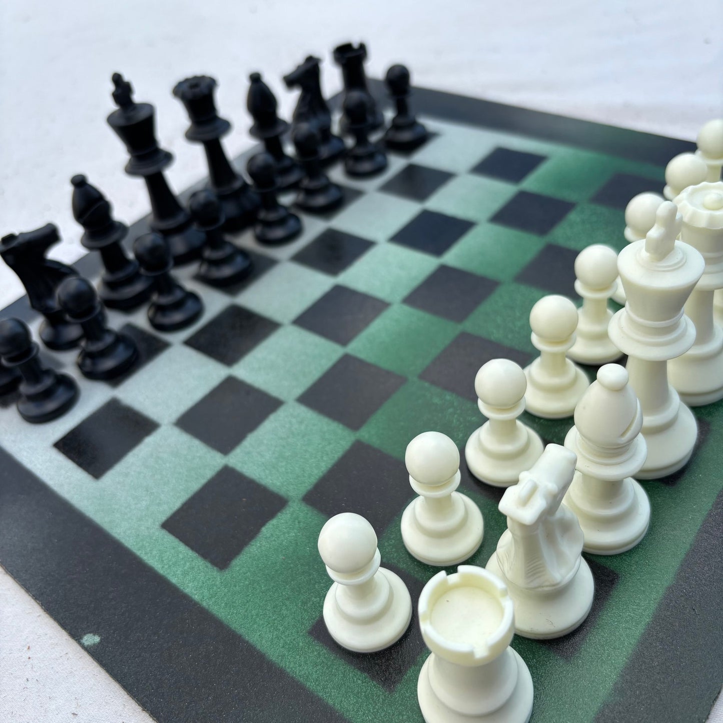Fading Green - Painted Chess Set
