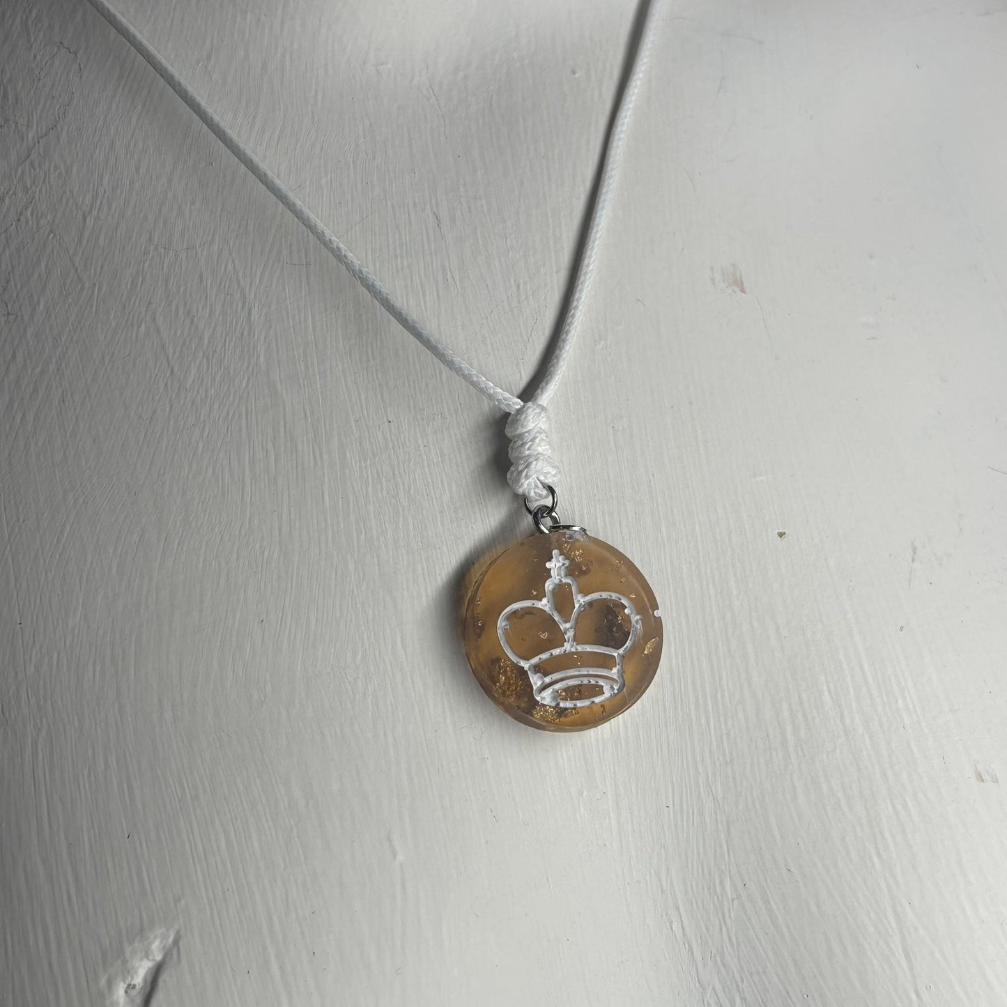 Yellow Amber King - Handmade Resin Chess Necklace