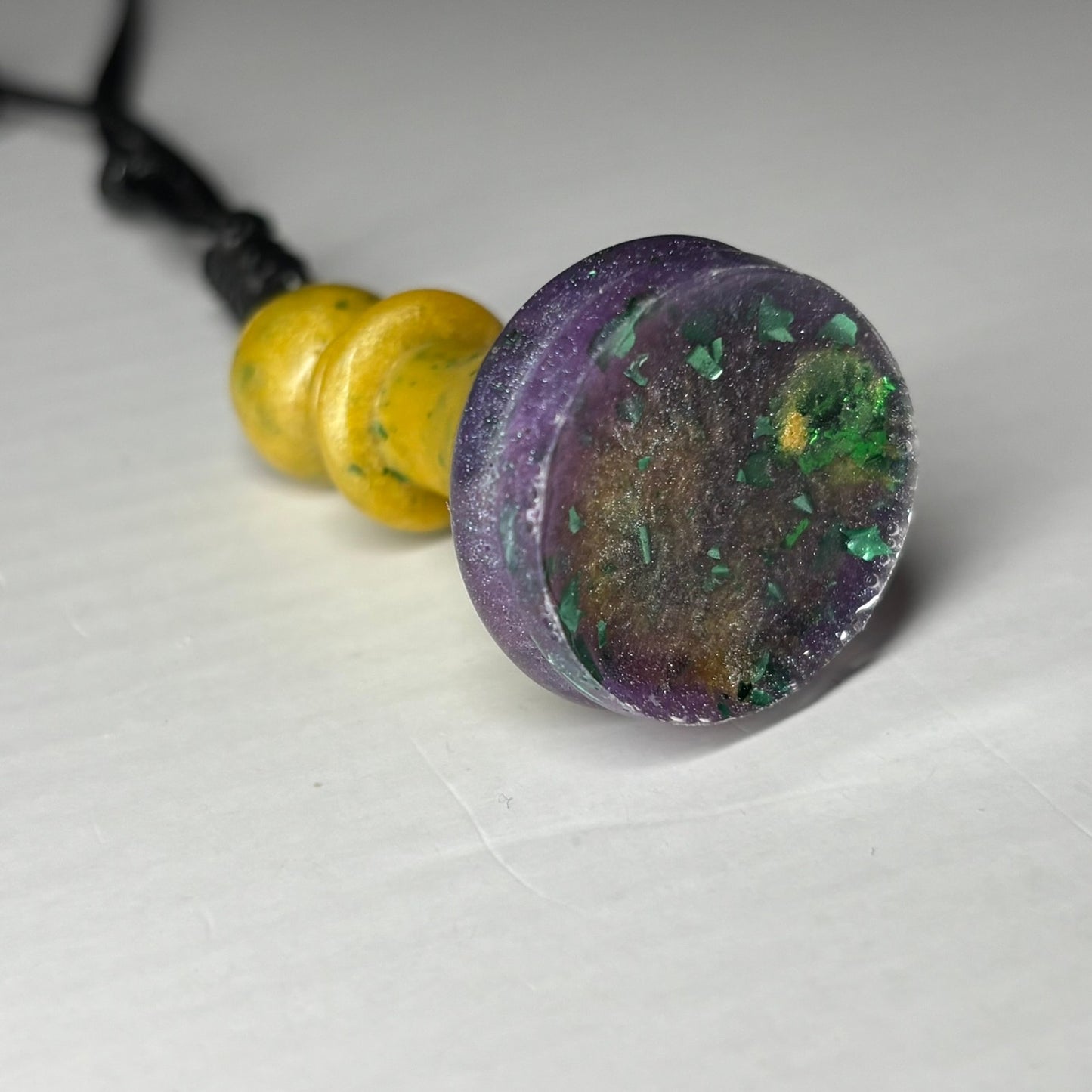 Yellow & Purple Royal Bishop - Handmade Resin Chess Necklace