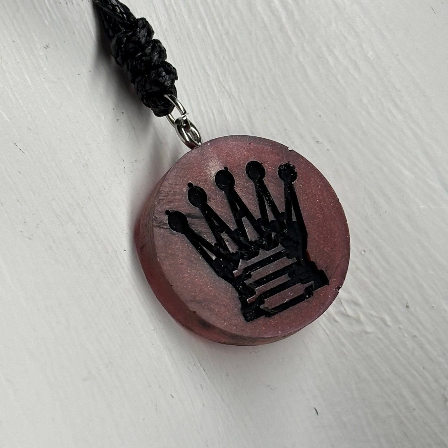 Bronze Queen - Handmade Resin Chess Necklace