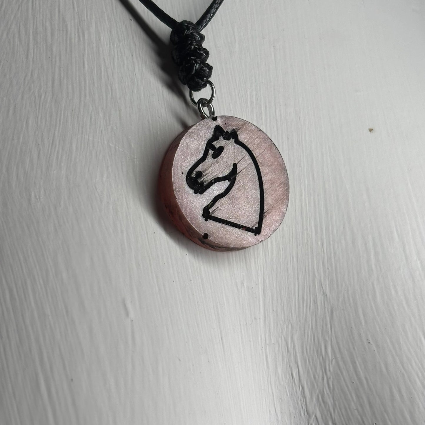 Rustic Knight - Handmade Resin Chess Necklace