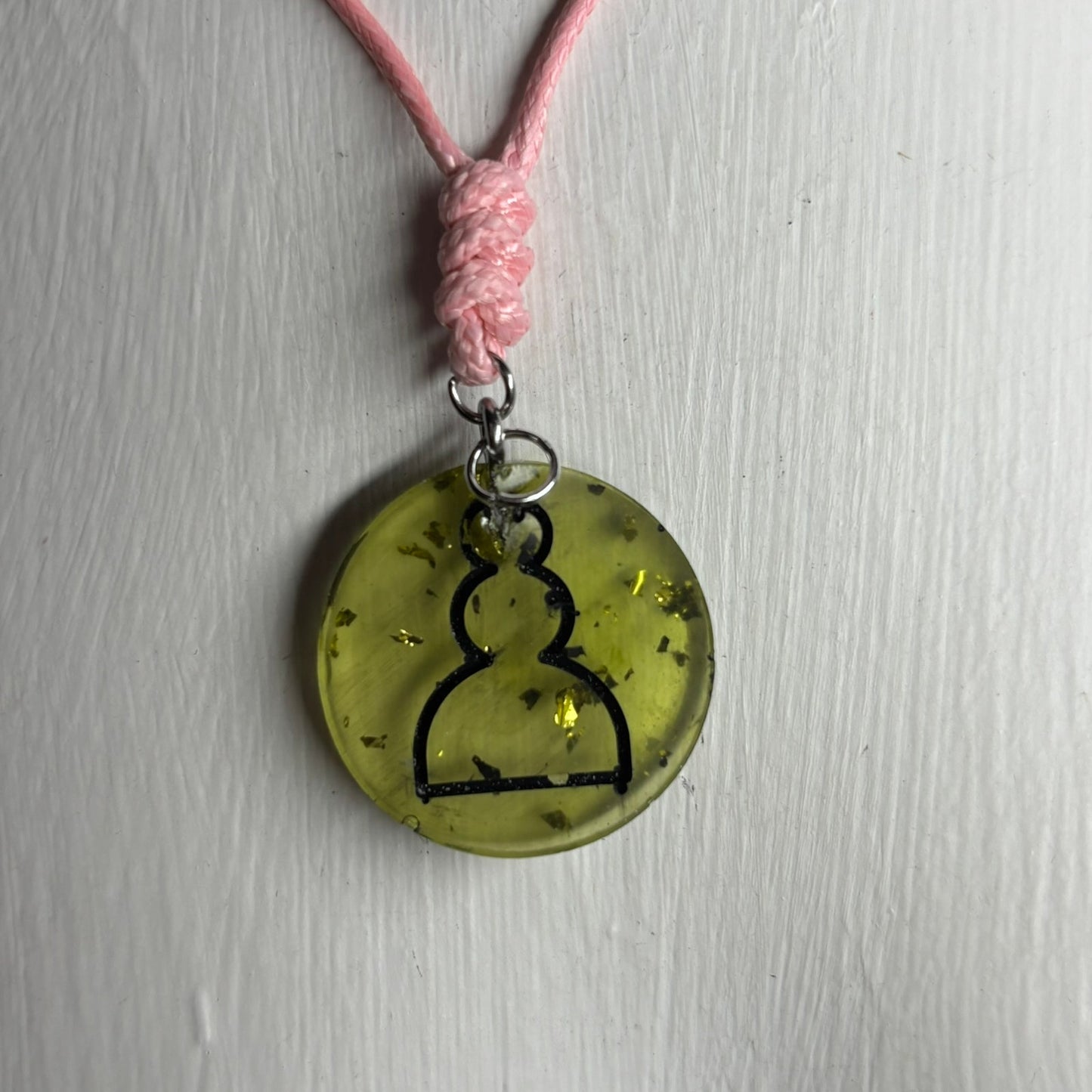 Green Crystal Pawn - Handmade Resin Chess Necklace