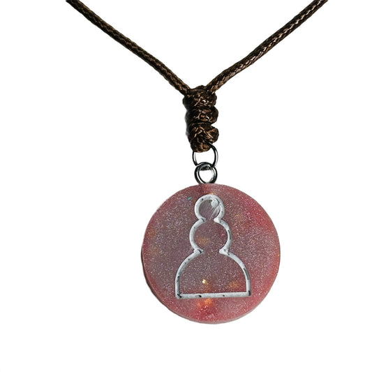Dusty Pink Pawn - Handmade Resin Chess Necklace
