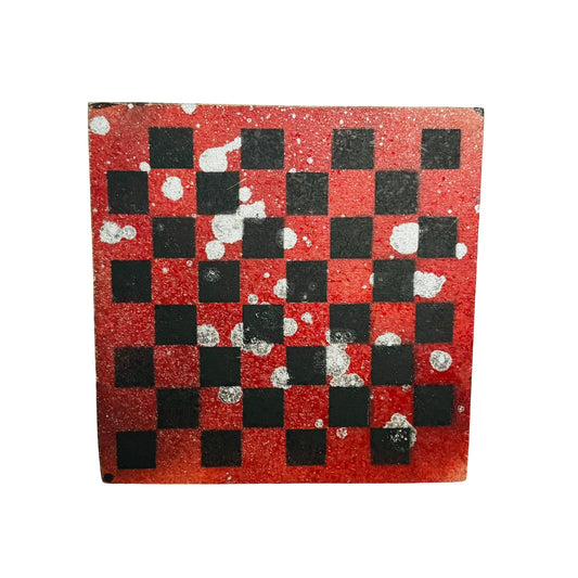 Red & Black Chrome Drip - Painted Double Sided Chess Board