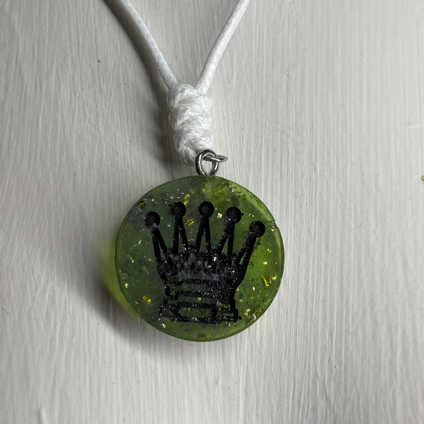Dark Crystal Green - Handmade Resin Chess Necklace