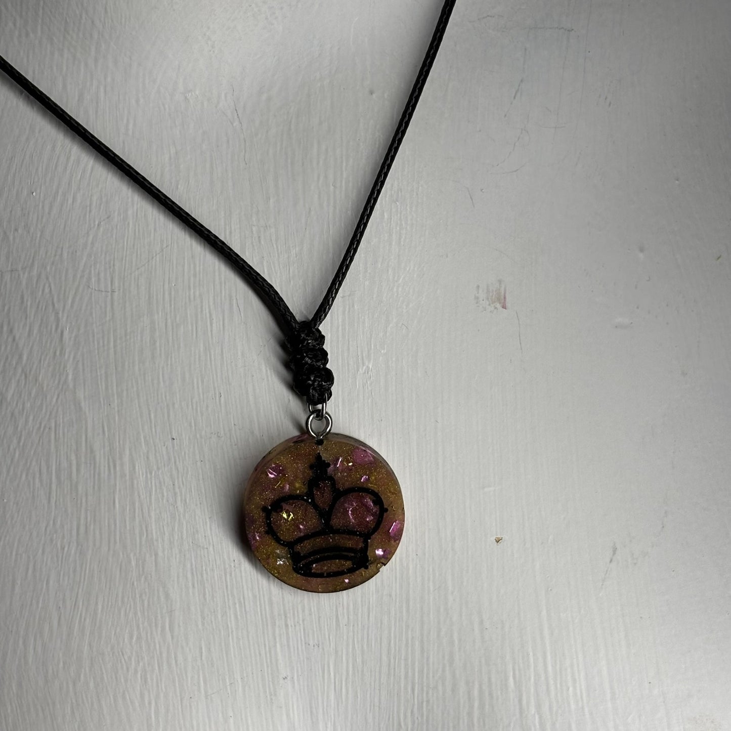 Crystal Brown King - Handmade Resin Chess Necklace