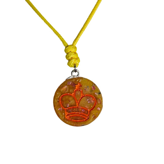 Sunset Orange King - Handmade Resin Chess Necklace