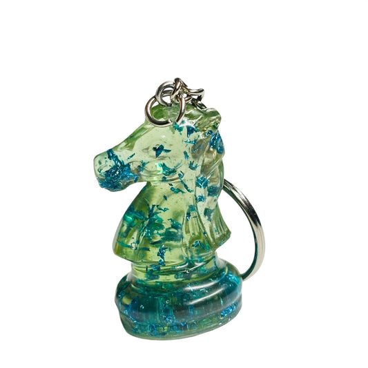 Green Sparkled Knight - Handmade Resin Keychain