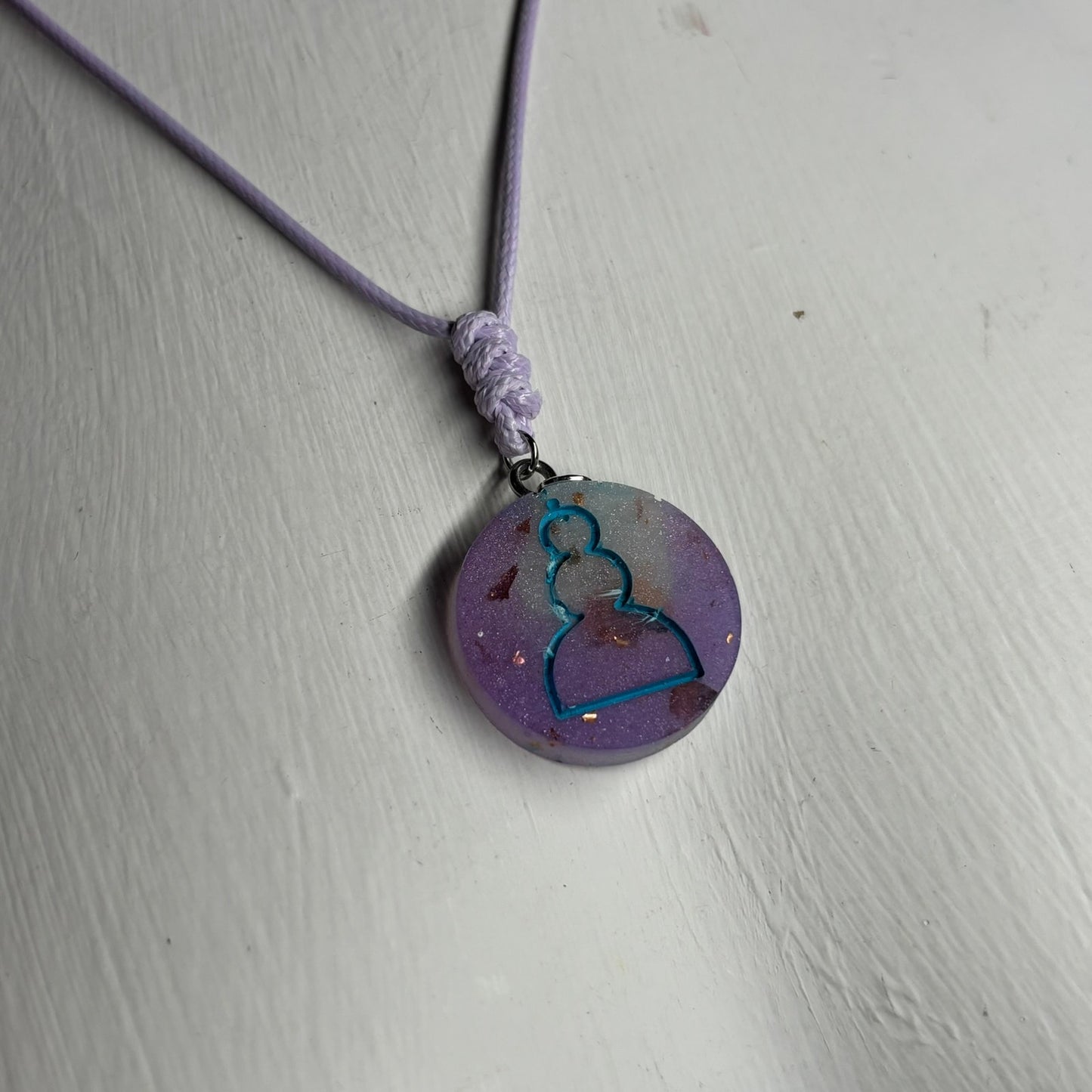 Purple Frost Pawn - Handmade Resin Chess Necklace