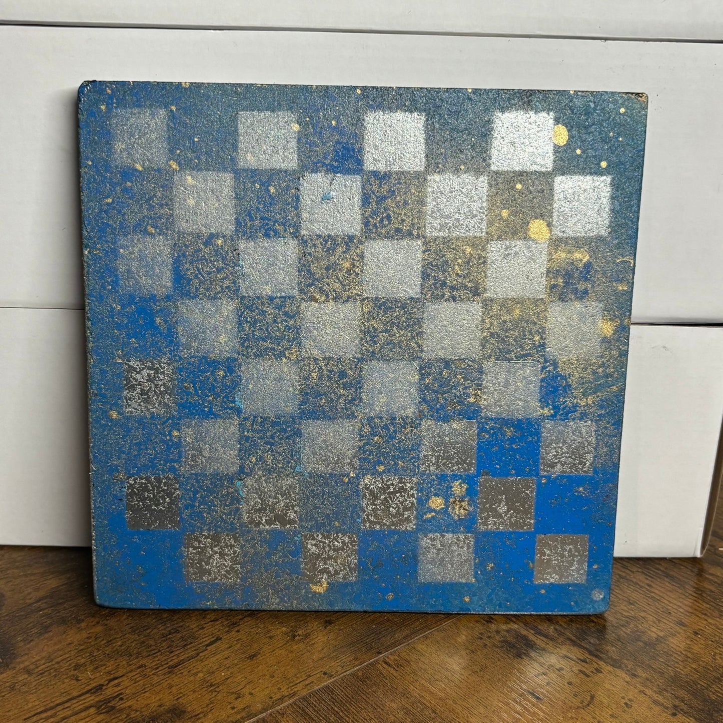 Golden Purple Blue - Painted Double Sided Chess Board