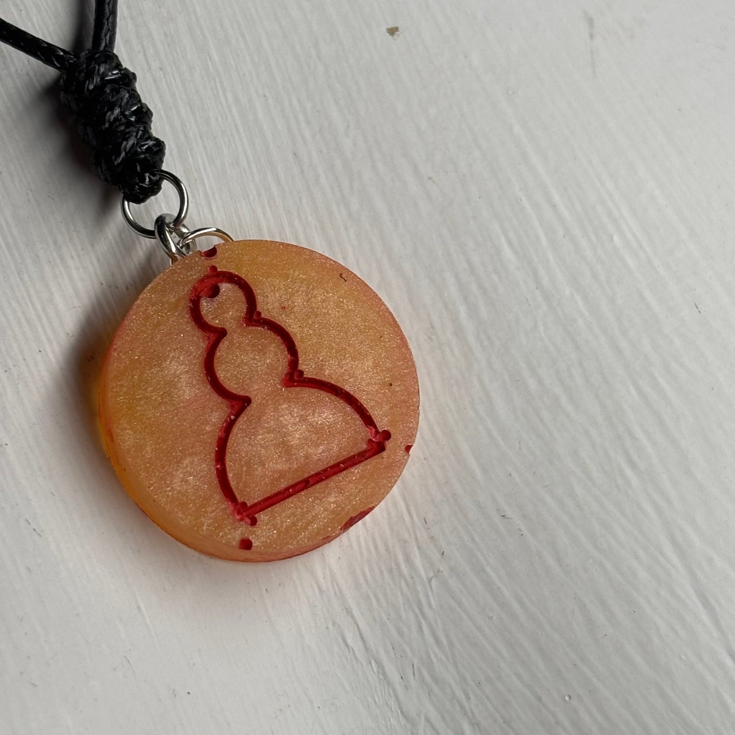 Orange Yellow Pawn - Handmade Resin Chess Necklace