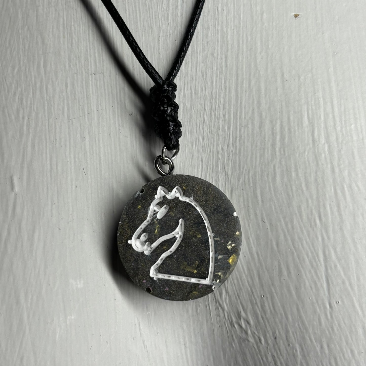 Dark Green Knight - Handmade Resin Chess Necklace