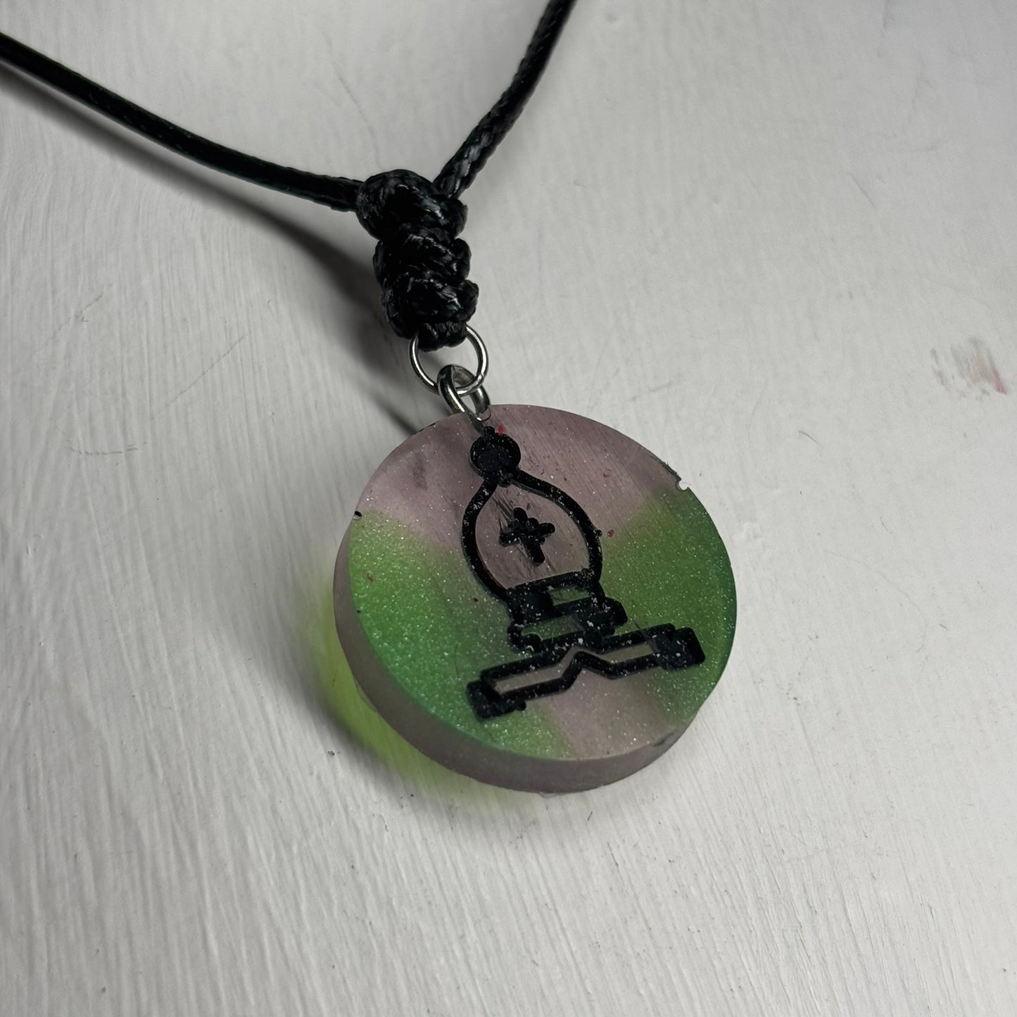 Green Mesh Bishop - Handmade Resin Chess Necklace