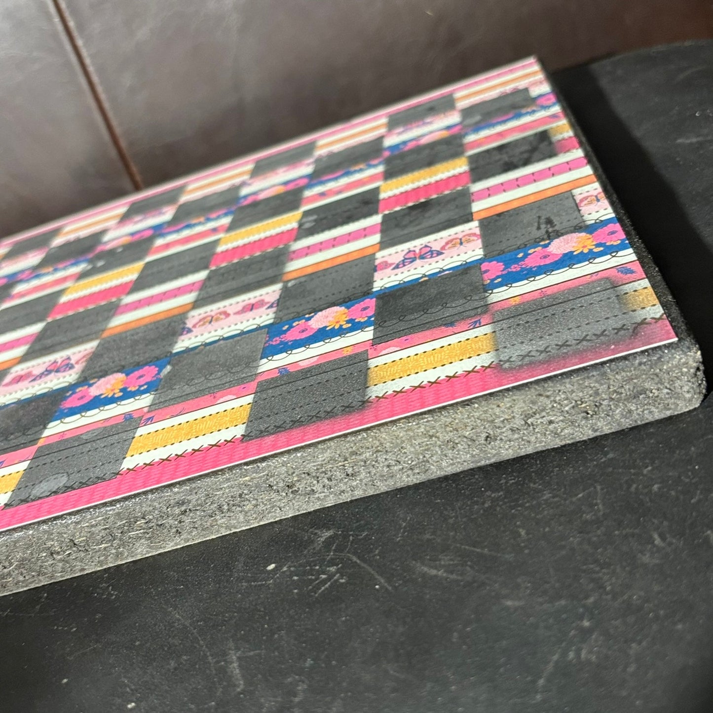 Lined Pink Buttery - Scrapbook Chess Board