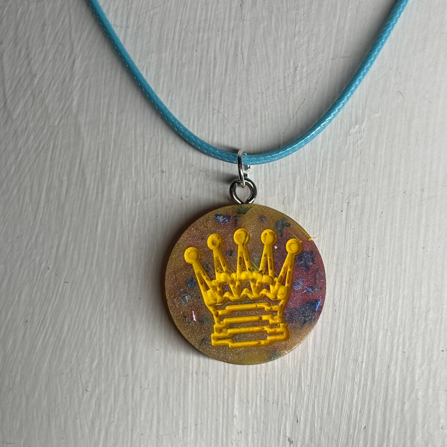 Premium Yellow Queen - Handmade Resin Chess Necklace