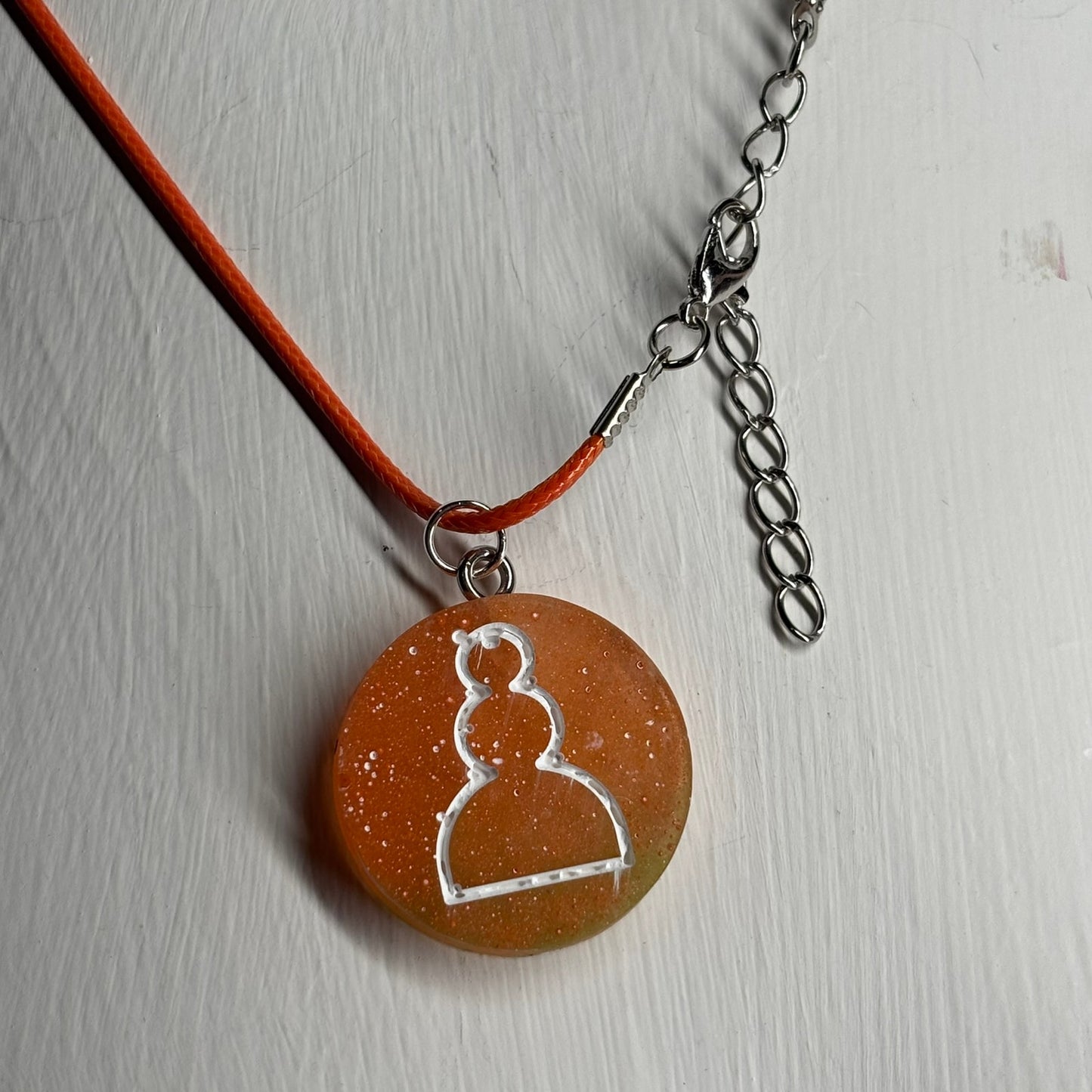 Orange Pawn Burst - Handmade Resin Chess Necklace