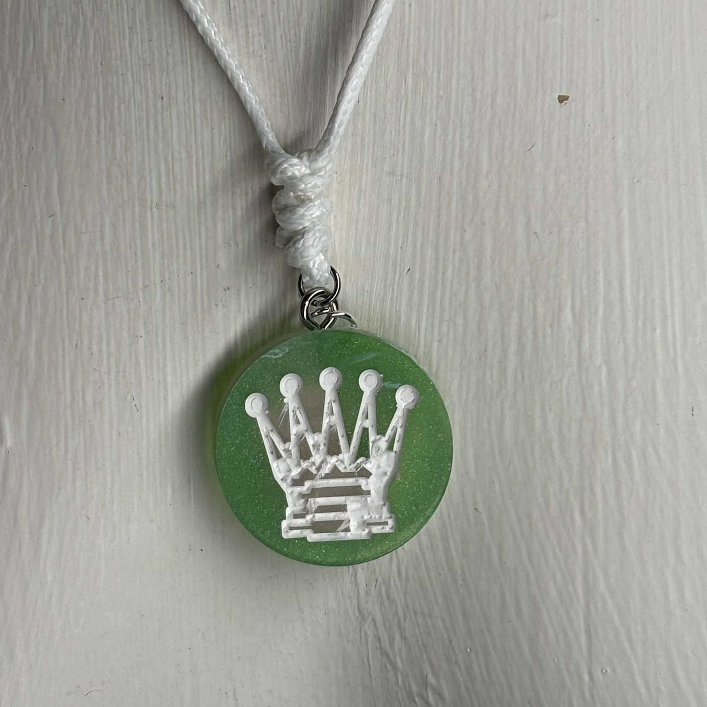 Green Queen - Handmade Resin Chess Necklace