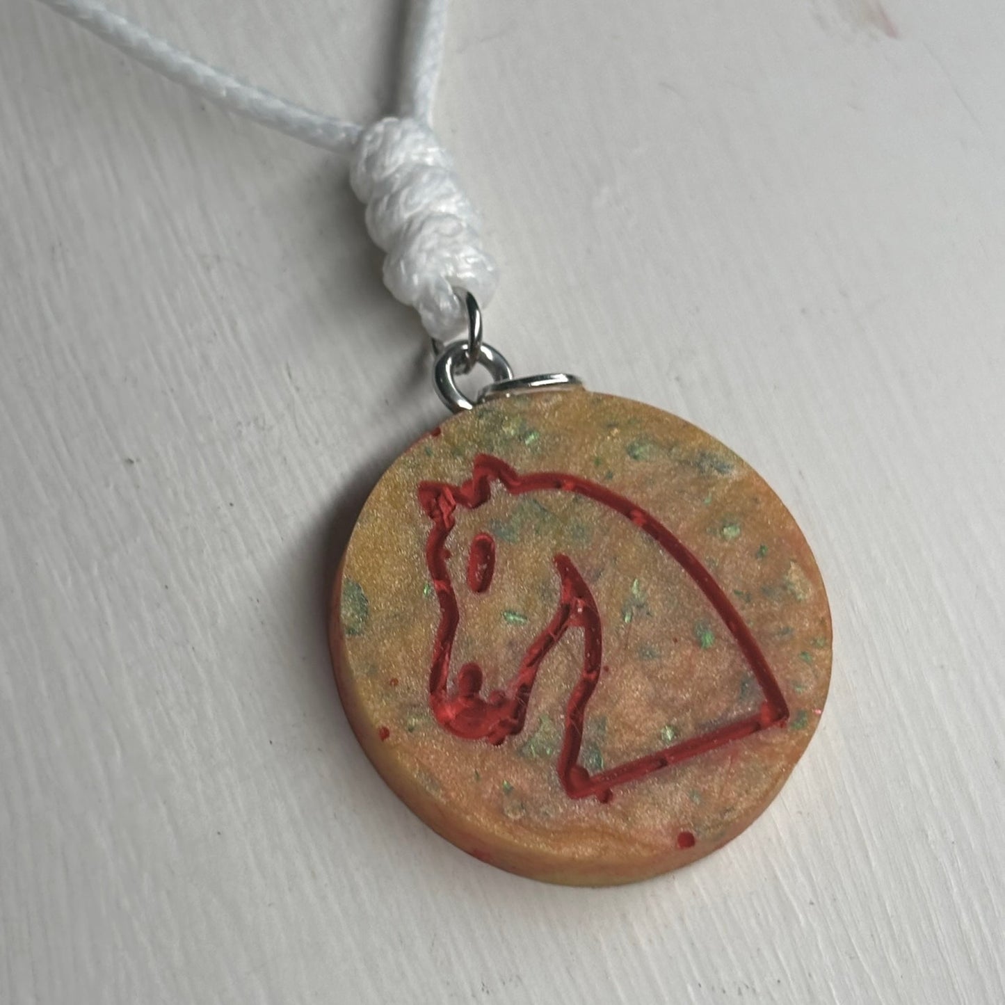 Vintage Knight - Handmade Resin Chess Necklace