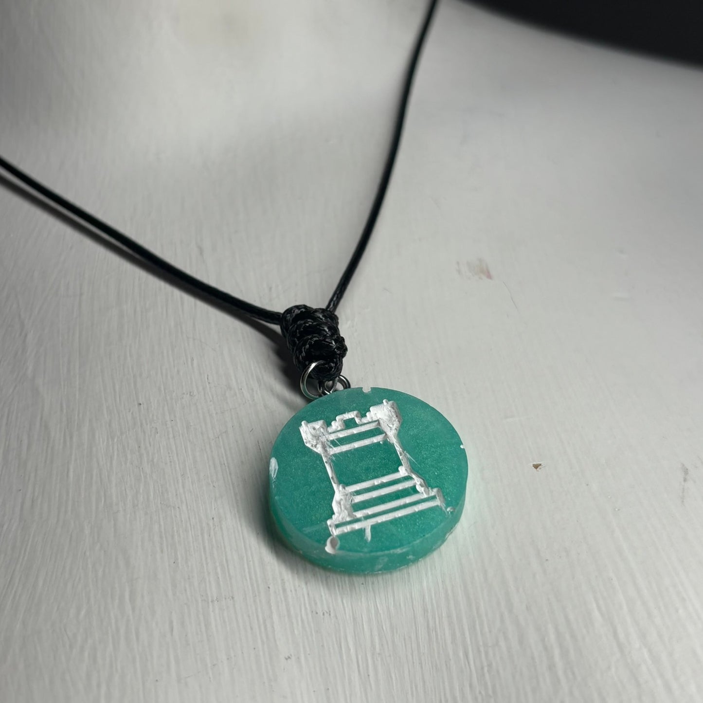 Mint Green Rook - Handmade Resin Chess Necklace