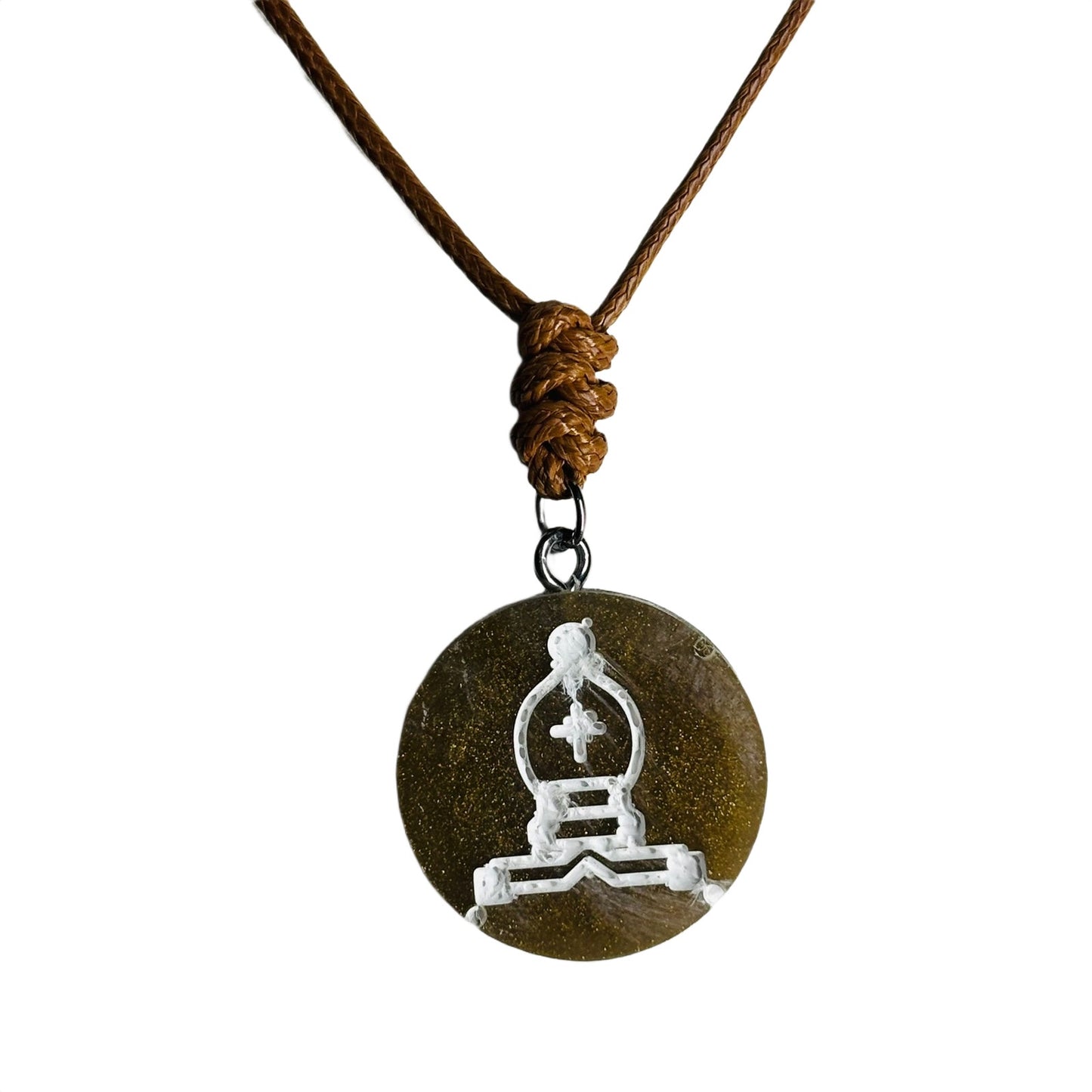 Vintage Brown Bishop - Handmade Resin Chess Necklace