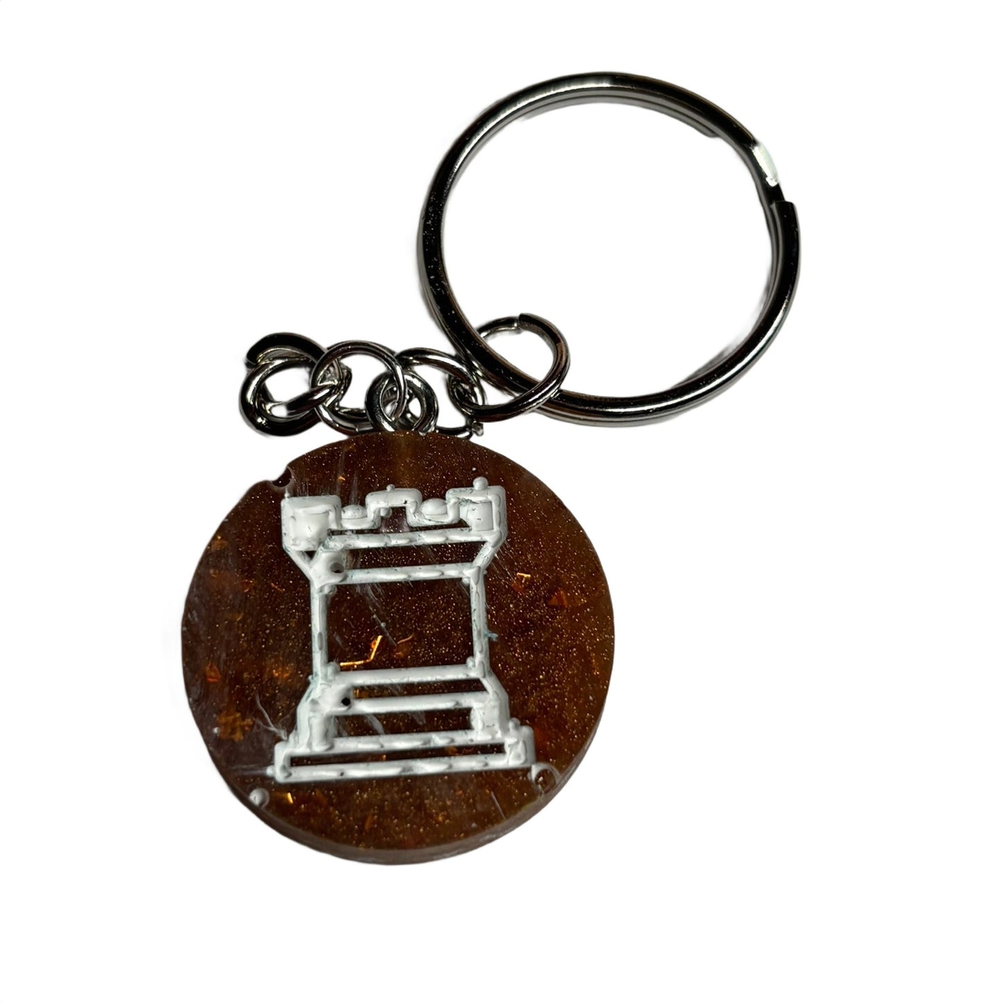 Amber Orange Rook - Handmade Resin Keychain