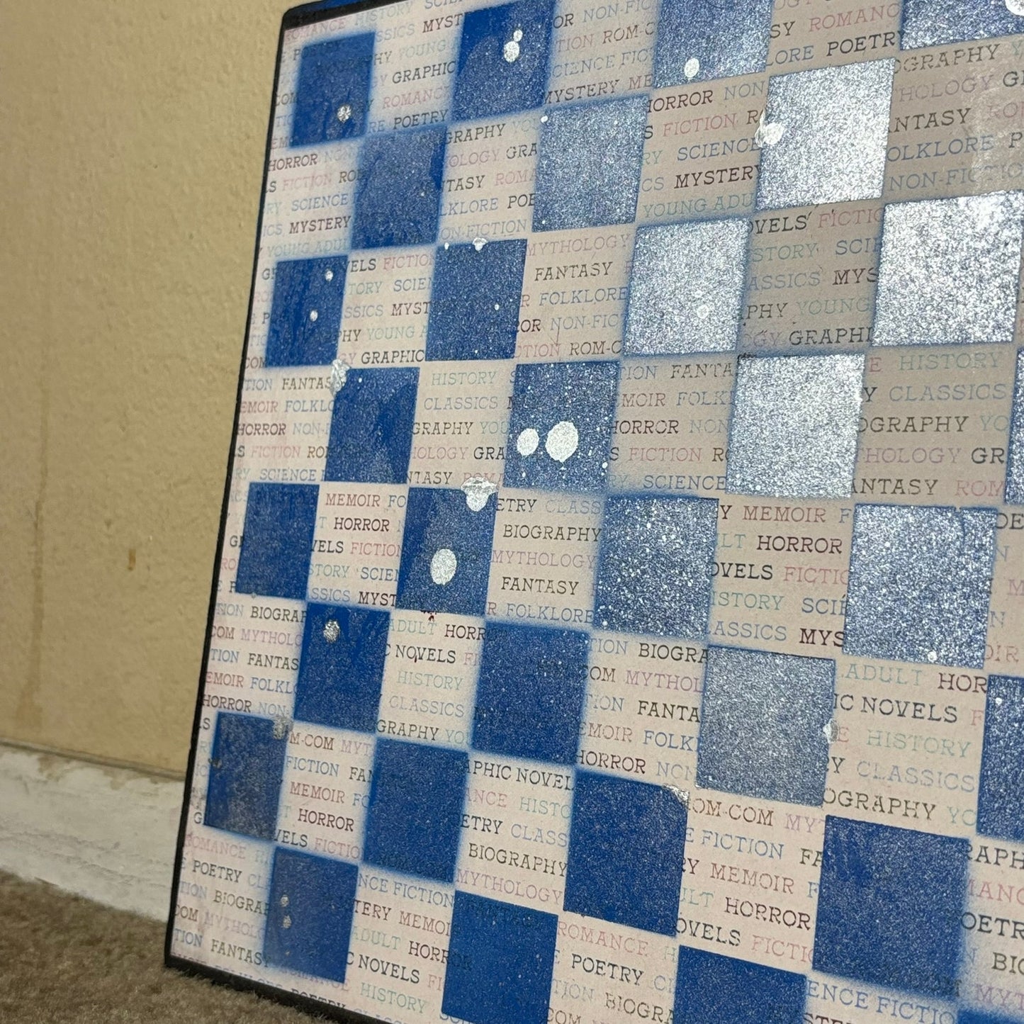 Worded Blue & White - Scrapbook Chess Board