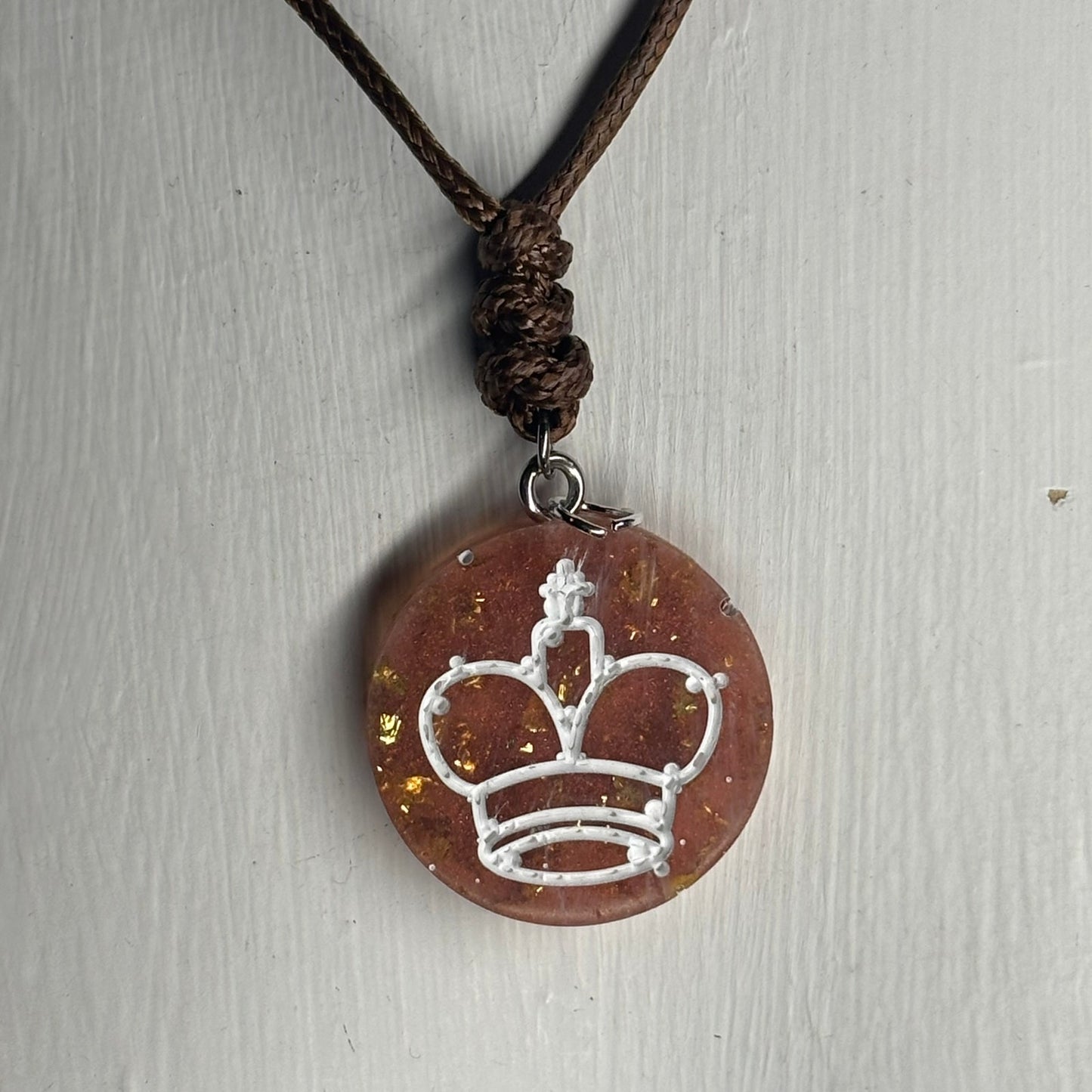 Champagne Crystal King - Handmade Resin Chess Necklace