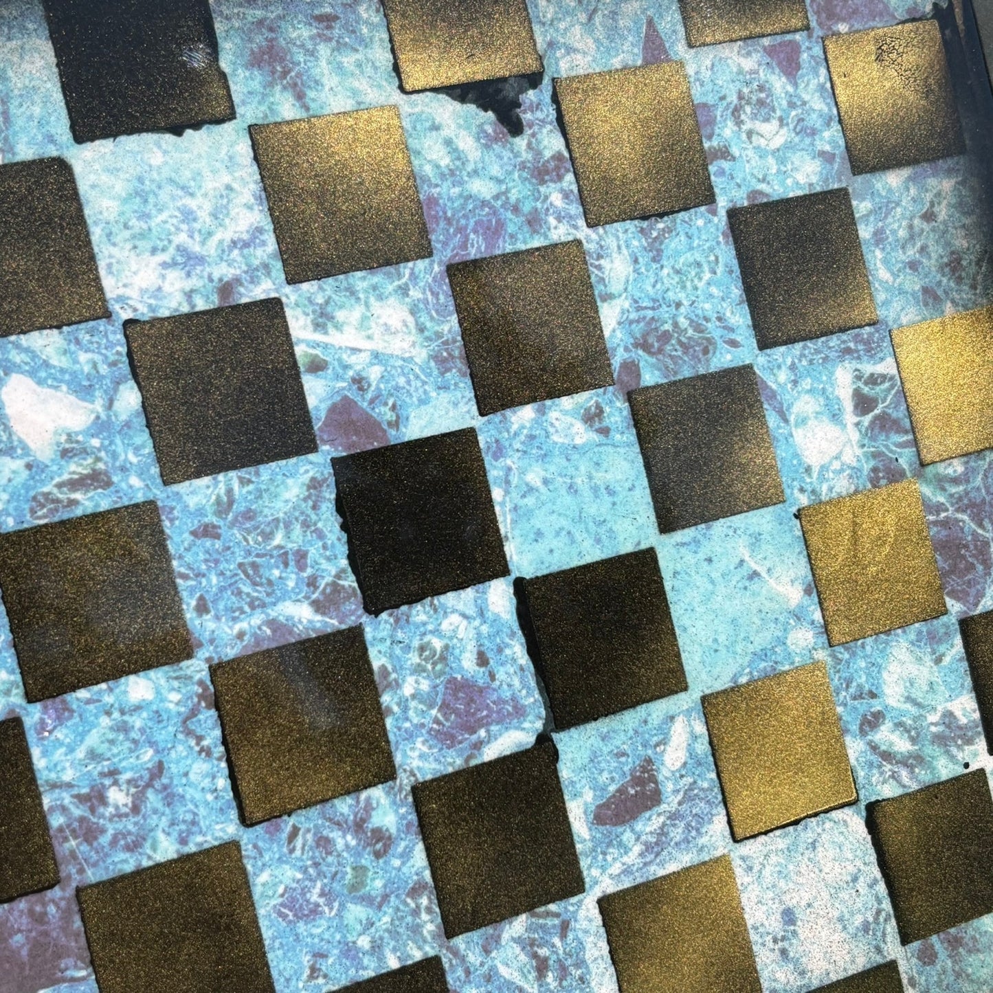 Blue Crystal - Resin Coated Chess Board