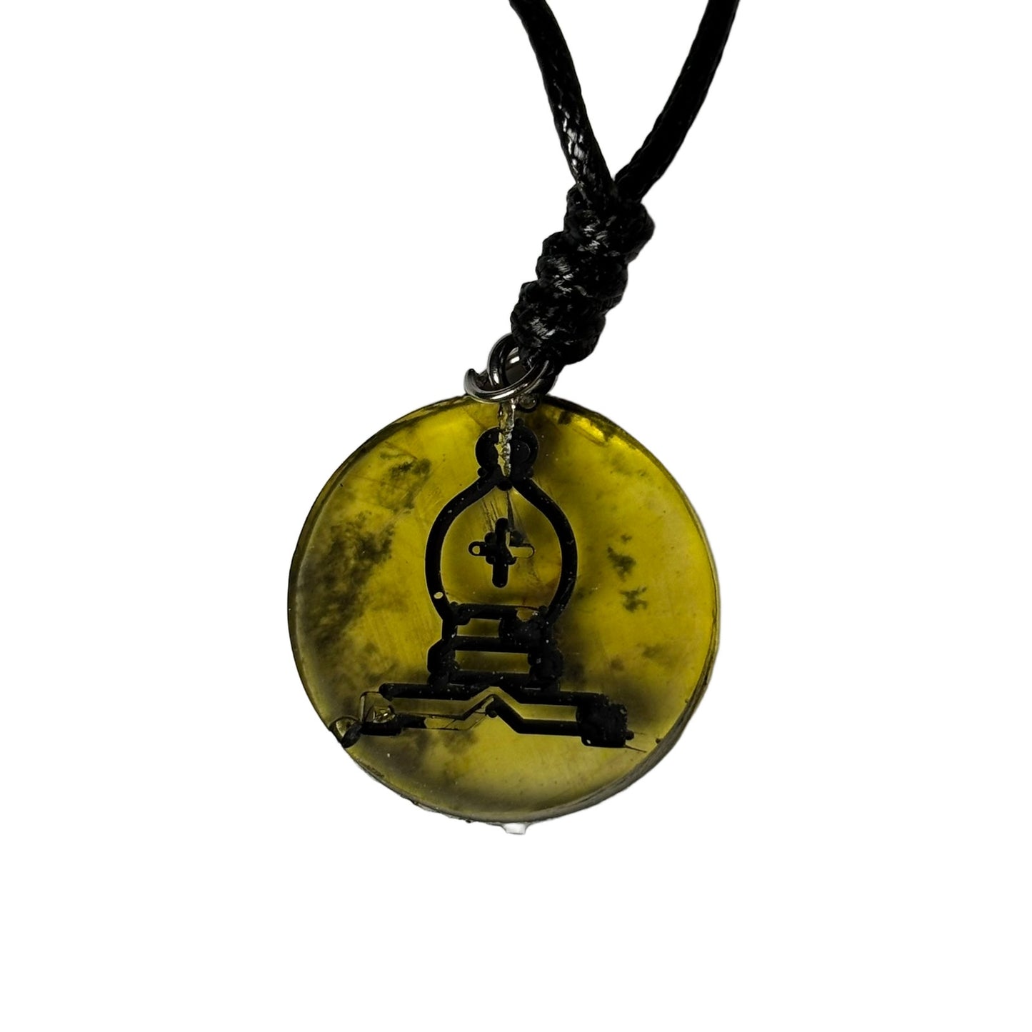 Rustic Yellow Bishop - Handmade Resin Chess Necklace