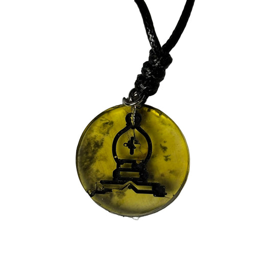 Rustic Yellow Bishop - Handmade Resin Chess Necklace