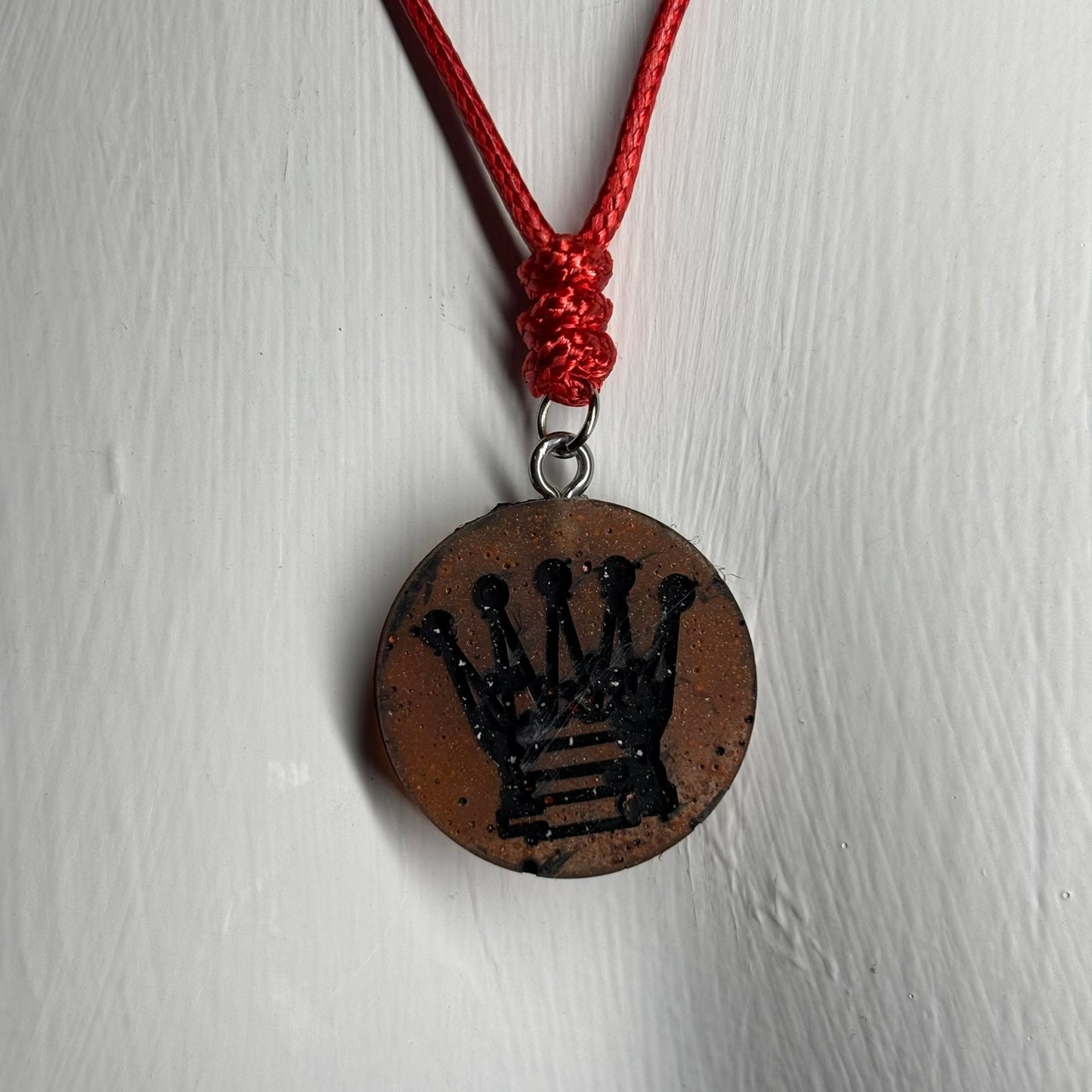 Tattered Orange Queen - Handmade Resin Chess Necklace