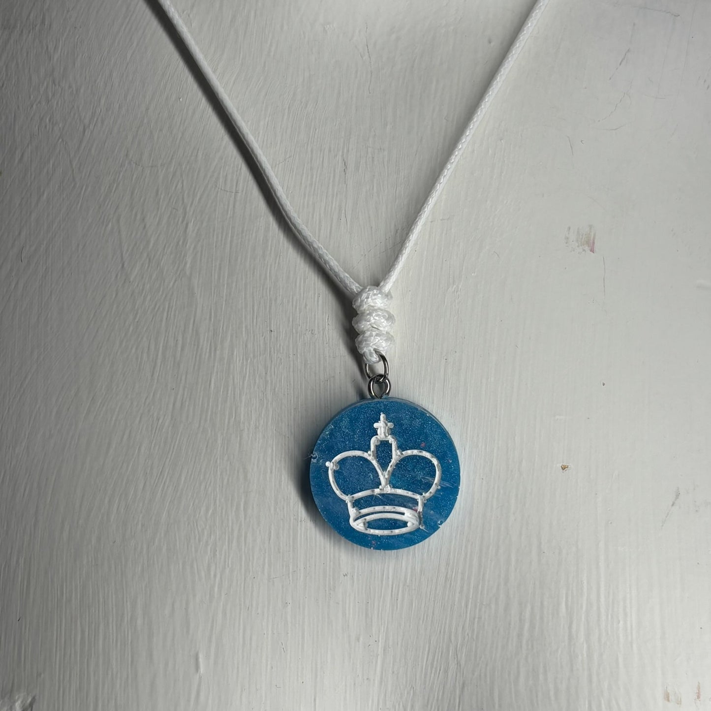 Blue King - Handmade Resin Chess Necklace