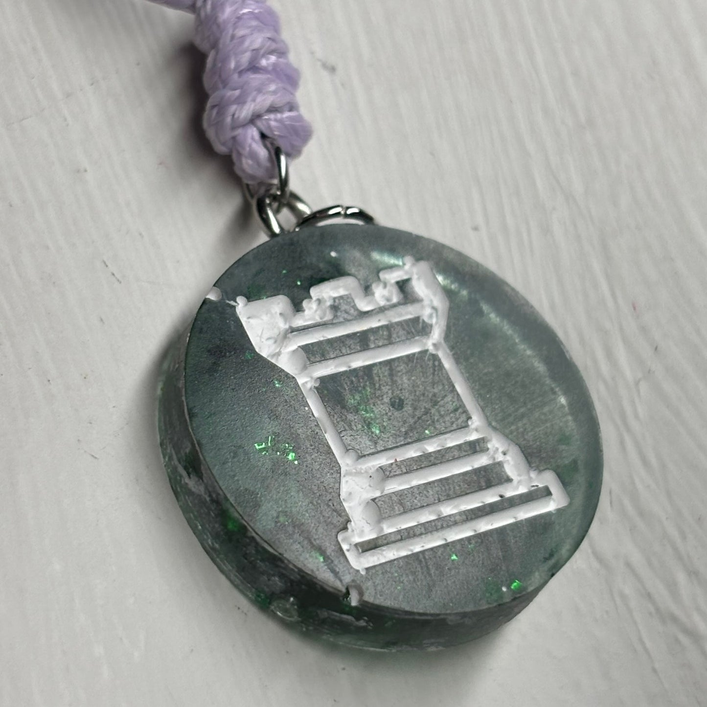 Crystal Green Rook - Handmade Resin Chess Necklace
