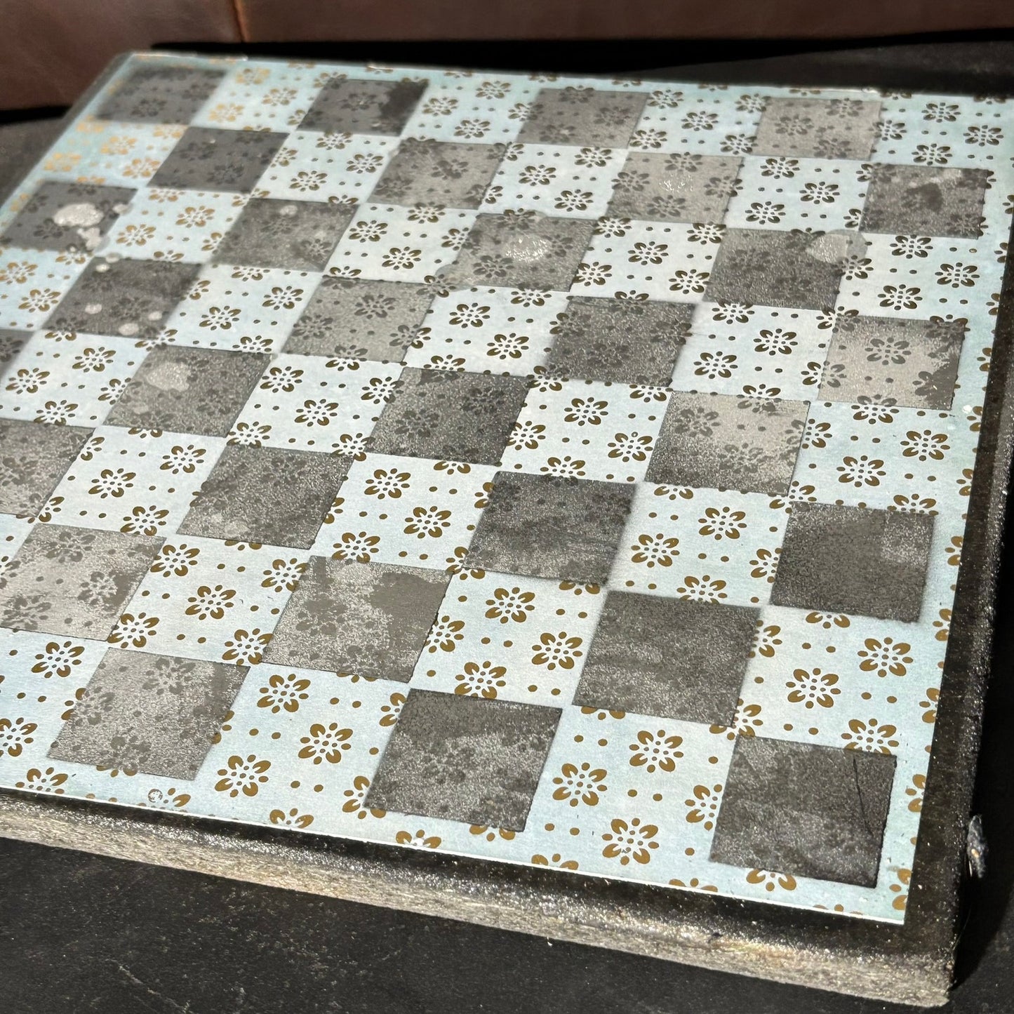 Light Blue Mist - Scrapbook Chess Board