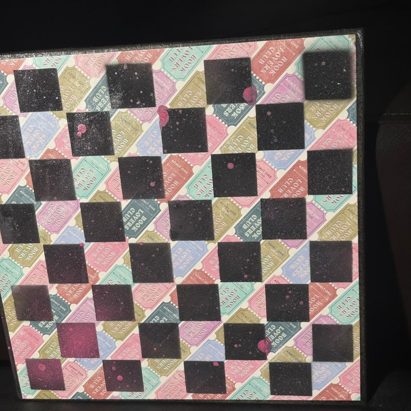 Colored Tickets - Scrapbook Chess Board