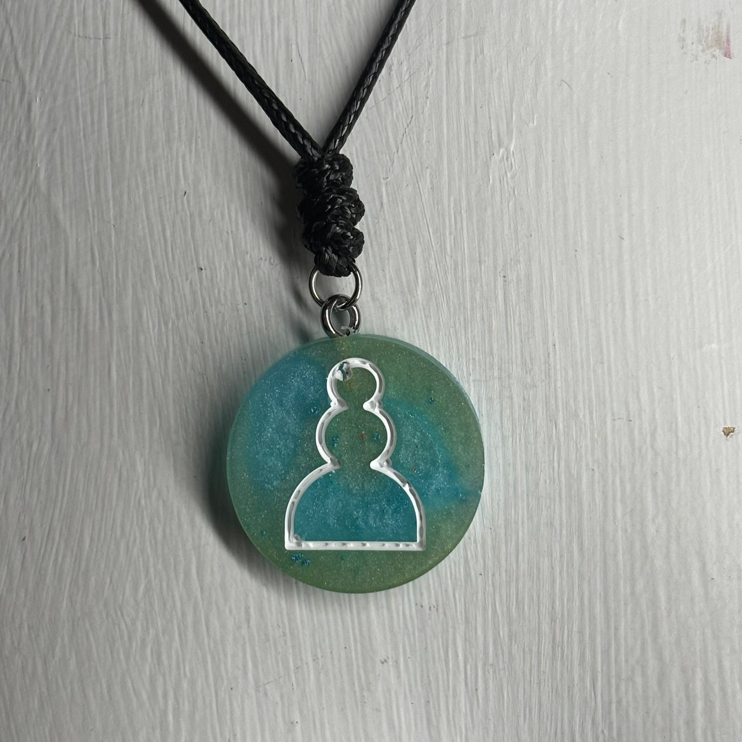 Aqua Pawn - Handmade Resin Chess Necklace