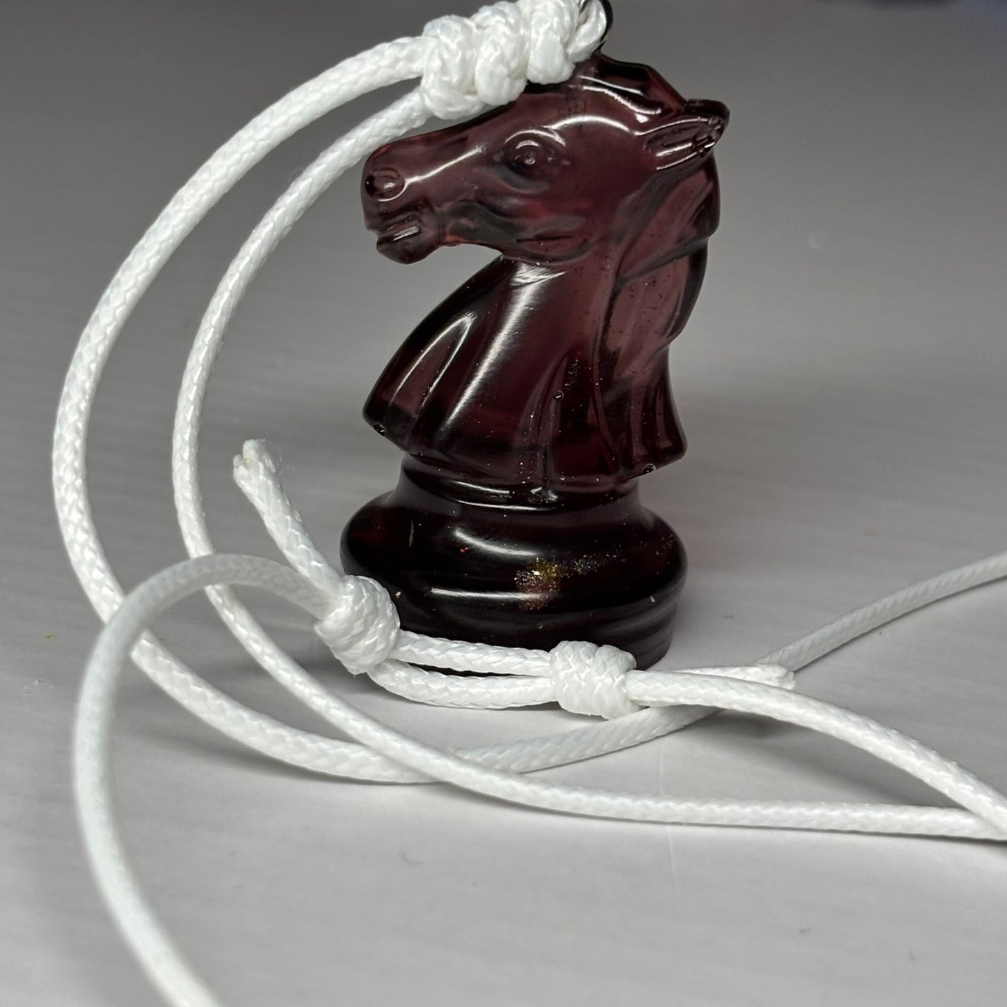 Violet Red Knight - Handmade Resin Chess Necklace
