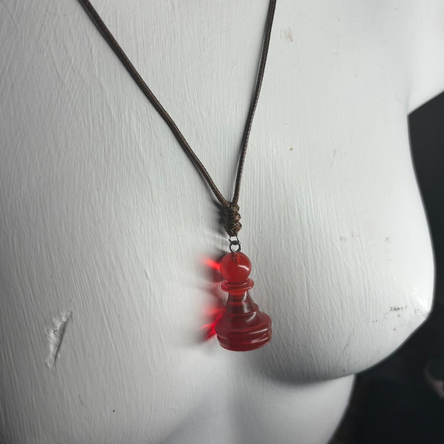 Red Translucent Pawn - Handmade Resin Chess Necklace