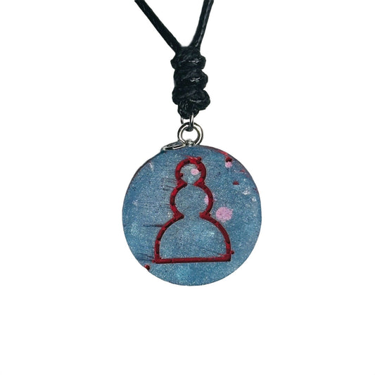 🎁 Bubbly Blue Pawn - Handmade Resin Chess Necklace (100% off)