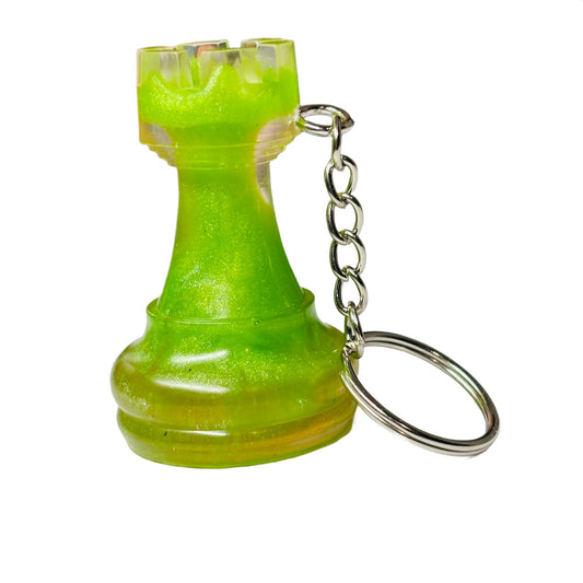 Lime Green Rook - Handmade Resin Keychain - Large Edition