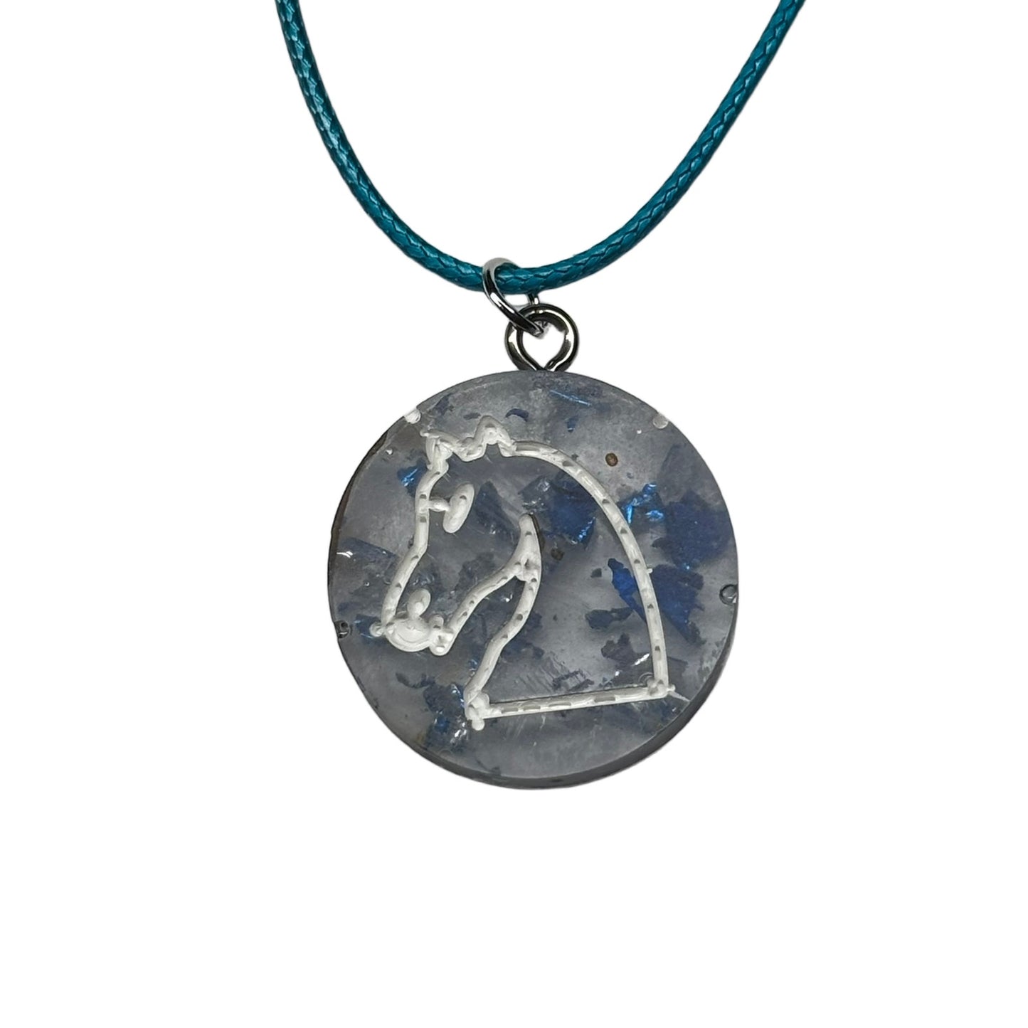 Light Blue Knight - Handmade Resin Chess Necklace
