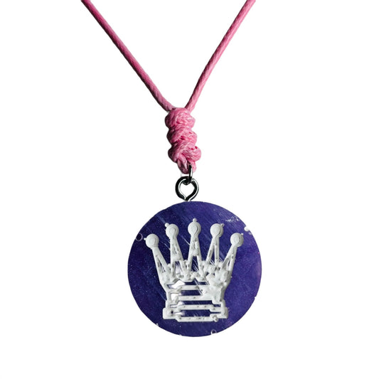 Purple Pink Queen - Handmade Resin Chess Necklace