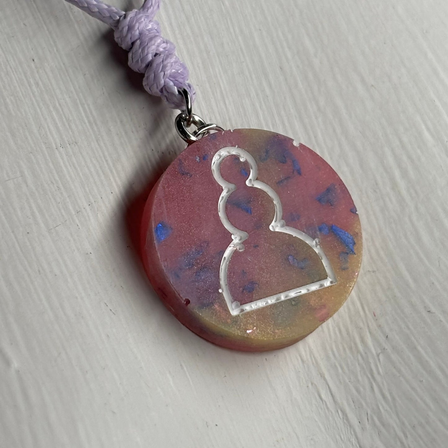 Pink Crystal Pawn - Handmade Resin Chess Necklace